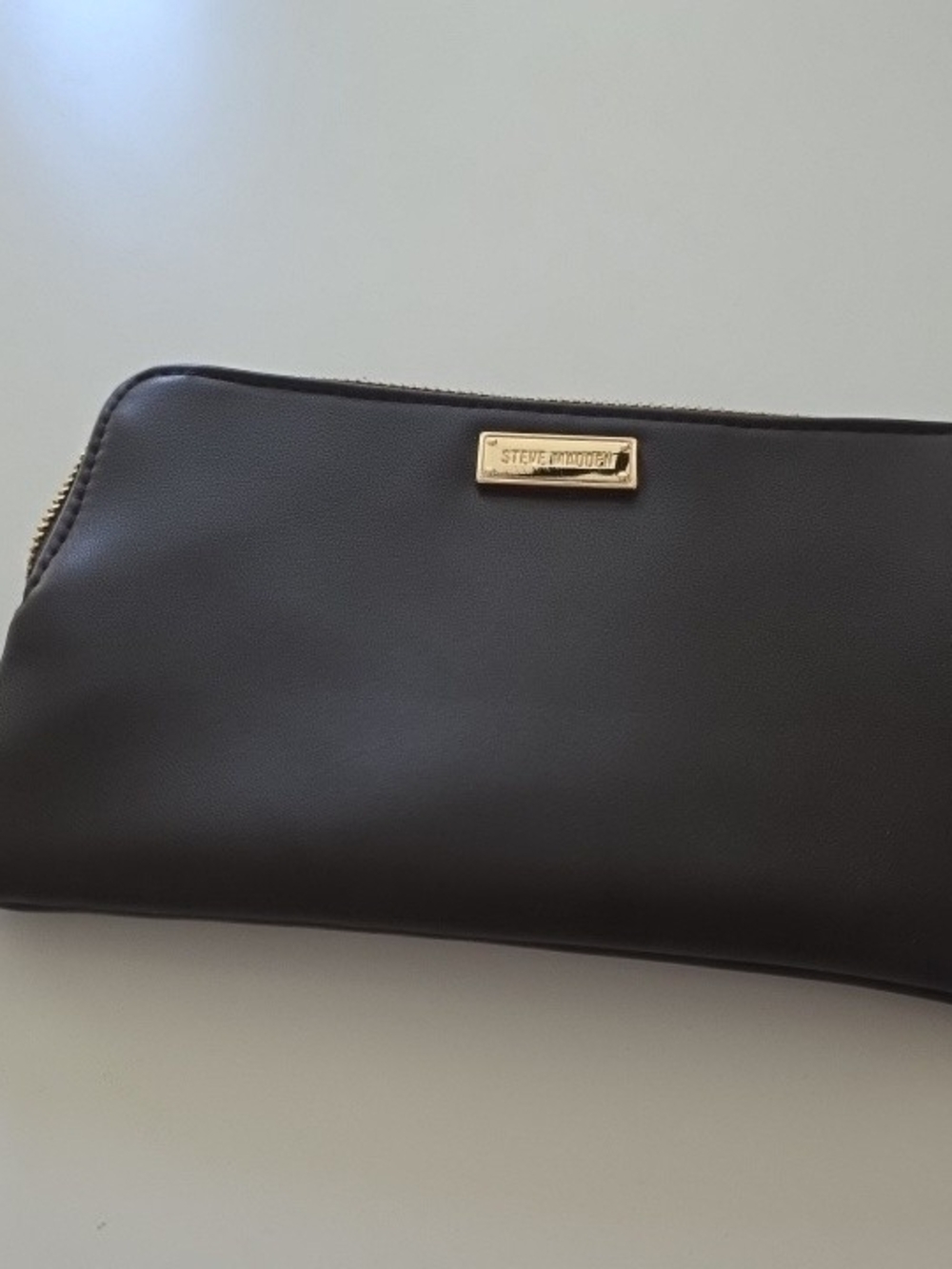 Steve Madden Black Toiletry Travel Pouch with Gold Accent